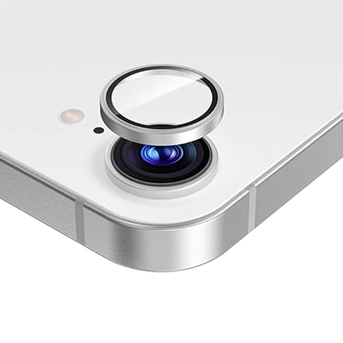 QJONSIU Kamera Schutzfolie Kompatibel mit iPhone 16e, [2 Stück] Ring aus Aluminiumlegierung, HD Kamera Linse Schutzfolie, [Anti-Scratch]-Silber von QJONSIU