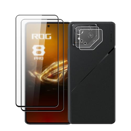 QJONSIU Kompatibel mit Asus ROG Phone 9 Pro [2+2 Pack] Schutzfolie, [2 Pack] Displayschutzfolie, [2 Pack] HD Klar Gehärtetes Glas Objektiv-Folie, [Anti-Kratzer] von QJONSIU