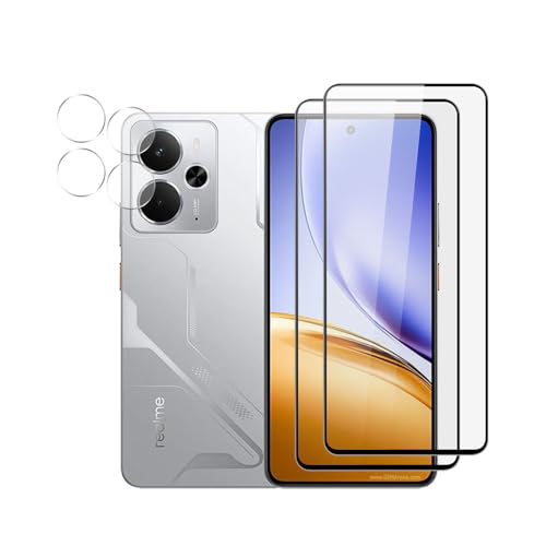 QJONSIU Kompatibel mit Realme 14 5G Schutzfolie, [2 Pack] Displayschutzfolie, [2 Pack] Runde Kameraschutzfolien, [Anti-Kratzer] von QJONSIU