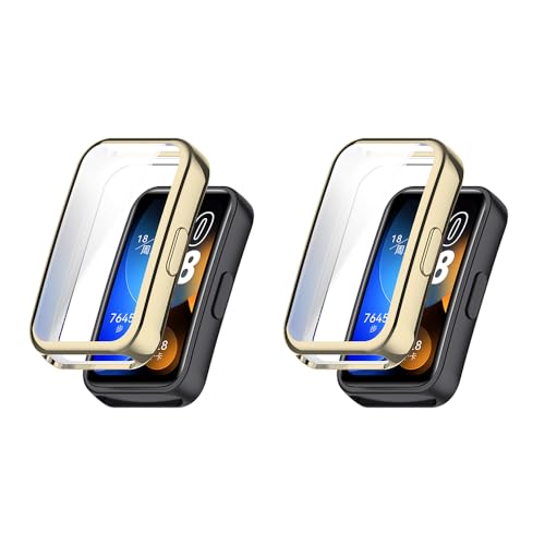 QJONSIU Weiche Hülle Kompatibel mit Huawei Band 10, 2 Pack Anti-Kratz Galvanik TPU Hülle mit Eingebautem Bildschirmschutz-Gold QJONSIU Weiche Hülle Kompatibel mit Huawei Band 10, 2 Pack Anti-Kratz Galvanik TPU Hülle mit Eingebautem Bildschirmschutz-Gold von QJONSIU