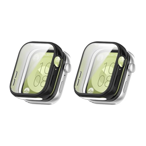 QJONSIU Weiche Hülle Kompatibel mit Huawei Watch Fit 4, 2 Pack Anti-Kratz Galvanik TPU Hülle mit Eingebautem Bildschirmschutz-Schwarz QJONSIU Weiche Hülle Kompatibel mit Huawei Watch Fit 4, 2 Pack Anti-Kratz Galvanik TPU Hülle mit Eingebautem Bildschirmschutz-Schwarz von QJONSIU
