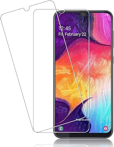 Für Samsung Galaxy A50 panzerglas Schutzfolie, [3 Stück] Fingerabdrucksensor Kompatible - HD Clear - 9H Härte - Case Friendly - HD Displayschutzfolie für Samsung Galaxy A50 von QJOY