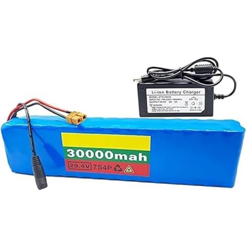 24 V 29,4 V 30 Ah E-Bike-Lithiumbatterie, wasserdichter PVC-Hochleistungsakku mit Ladegerät für 100 W 200 W 350 W 500 W Motoren XT60 24 V 29,4 V 30 Ah E-Bike-Lithiumbatterie, wasserdichter PVC-Hochleistungsakku mit Ladegerät für 100 W 200 W 350 W 500 W Motoren XT60 von QJWM