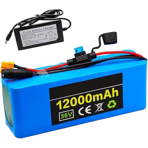 36 V 12 Ah 10S3P Lithium-Ionen-Akku für Elektrofahrräder, eingebauter BMS-Schutz mit Ladegerät, ideal für Elektrofahrradmotoren XT60+T 36 V 12 Ah 10S3P Lithium-Ionen-Akku für Elektrofahrräder, eingebauter BMS-Schutz mit Ladegerät, ideal für Elektrofahrradmotoren XT60+T von QJWM