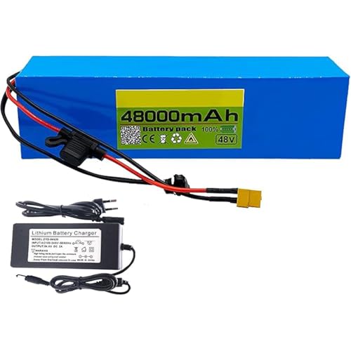 48 V 48 Ah 13S3P Lithium-Ionen-Akku für Elektrofahrräder, eingebauter BMS-Schutz mit Ladegerät, ideal für Elektrofahrradmotoren XT60 48 V 48 Ah 13S3P Lithium-Ionen-Akku für Elektrofahrräder, eingebauter BMS-Schutz mit Ladegerät, ideal für Elektrofahrradmotoren XT60 von QJWM