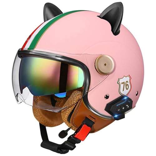 Bluetooth Jet Helmet Retro Helm Motorrad Open Face Helmets Retro Helm With Visor ECE Certified Scooter Helmet Moped Helmet Men And Women Comfortable Motorcycle Helmet A3,S/(55~56cm) von QKDWQZ