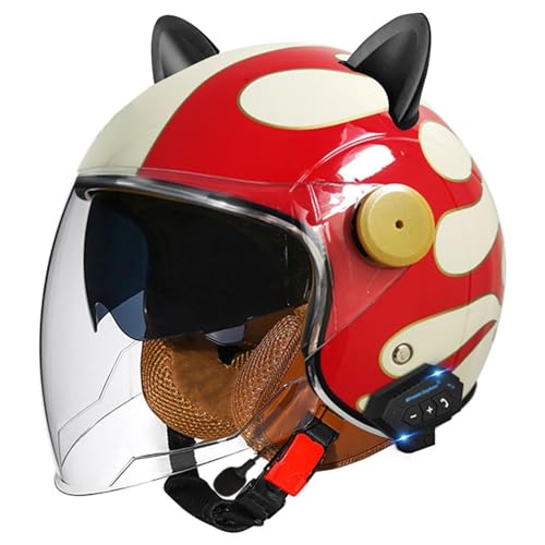 Bluetooth Jet Helmet Retro Helm Motorrad Open Face Helmets Retro Helm With Visor ECE Certified Scooter Helmet Moped Helmet Men And Women Comfortable Motorcycle Helmet C3,S/(55~56cm) von QKDWQZ