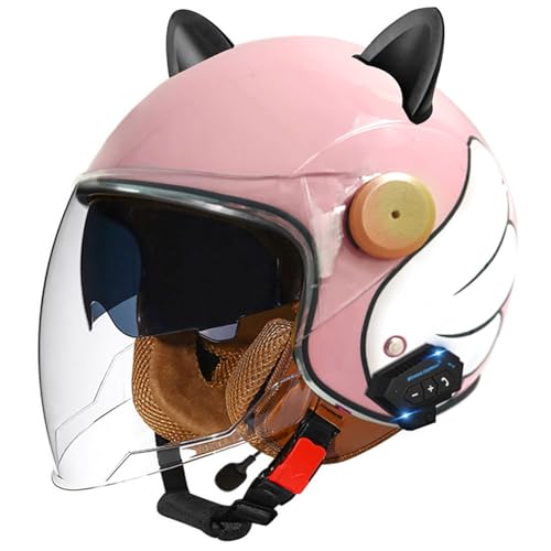 Bluetooth Jet Helmet Retro Helm Motorrad Open Face Helmets Retro Helm With Visor ECE Certified Scooter Helmet Moped Helmet Men And Women Comfortable Motorcycle Helmet D1,M/(57~58cm) von QKDWQZ