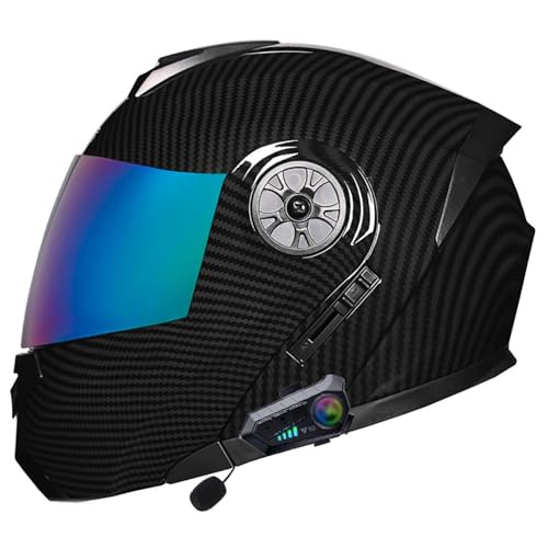 Bluetooth-Modularhelm, Für Erwachsene, Damen Und Herren, Modulhelm Mit Doppelvisier, ECE-Geprüfter Integrierter Motorradhelm, Atmungsaktiv Und Komfortabel A1,M/(57~58cm) von QKDWQZ