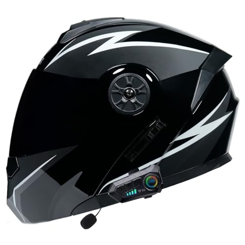 Bluetooth-Modularhelm, Für Erwachsene, Damen Und Herren, Modulhelm Mit Doppelvisier, ECE-Geprüfter Integrierter Motorradhelm, Atmungsaktiv Und Komfortabel C1,S/(55~56cm) von QKDWQZ