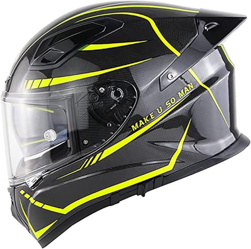 Carbon Integralhelm ECE-Zugelassener Motorrad Helme Scooter-Motorradhelm Für Damen Herren Rennrad-Motorradhelm Mit Doppelvisier C3, XXL/(63~64cm) von QKDWQZ