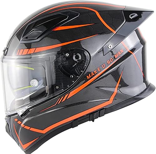 Carbon Integralhelm ECE-Zugelassener Motorrad Helme Scooter-Motorradhelm Für Damen Herren Rennrad-Motorradhelm Mit Doppelvisier C4,S/(55~56cm) von QKDWQZ