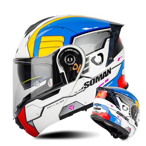 Motorradhelm Sturzhelm Modularer Klapphelm Leichter Integralhelm Mit Doppelvisier ECE-Zugelassen Für Erwachsene Männer Und Frauen B, XXXXL(67~68 cm) von QKDWQZ