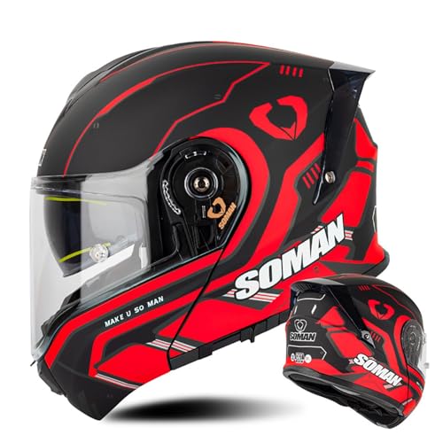 Motorradhelm Sturzhelm Modularer Klapphelm Leichter Integralhelm Mit Doppelvisier ECE-Zugelassen Für Erwachsene Männer Und Frauen E,L(59~60 cm) von QKDWQZ