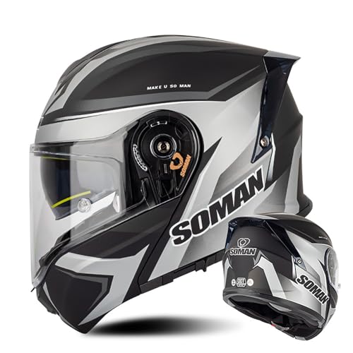 Motorradhelm Sturzhelm Modularer Klapphelm Leichter Integralhelm Mit Doppelvisier ECE-Zugelassen Für Erwachsene Männer Und Frauen Q,XXL(63~64 cm) von QKDWQZ