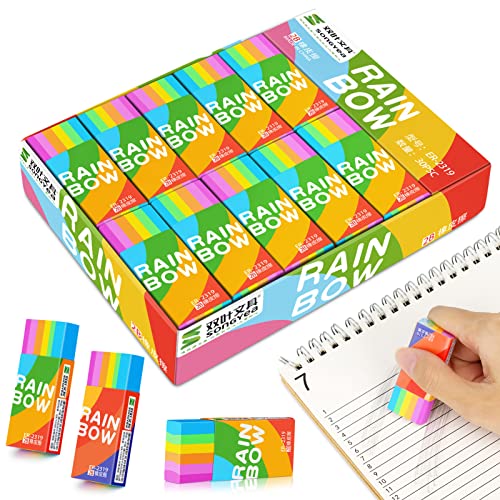 QKFON 2B Radiergummi, 30 Stück Regenbogen Radierer, Kinder Weich Mini-Radierer Set für Schulen, Skizzen, Büro und Zeichen QKFON 2B Radiergummi, 30 Stück Regenbogen Radierer, Kinder Weich Mini-Radierer Set für Schulen, Skizzen, Büro und Zeichen von QKFON