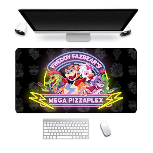 QKNTKF FNAF 3D Druck Großes Five Nights Game Mauspad 300 x 800 mm, rutschfeste Gummiunterseite, geeignet für Desktop- und Laptop-Computer (Typ 1, 30 x 80cm) von QKNTKF