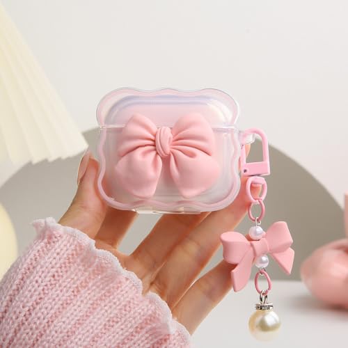 QLD COVER Kompatibel mit Apple AirPods 3 Generation 2021 Hülle, niedliches 3D Fliege Design stoßfest weich klar TPU Kawaii Airpods 3 Schutz mit Schlüsselanhänger für Frauen Mädchen Schleife Rosa QLD COVER Kompatibel mit Apple AirPods 3 Generation 2021 Hülle, niedliches 3D Fliege Design stoßfest weich klar TPU Kawaii Airpods 3 Schutz mit Schlüsselanhänger für Frauen Mädchen Schleife Rosa von QLD COVER