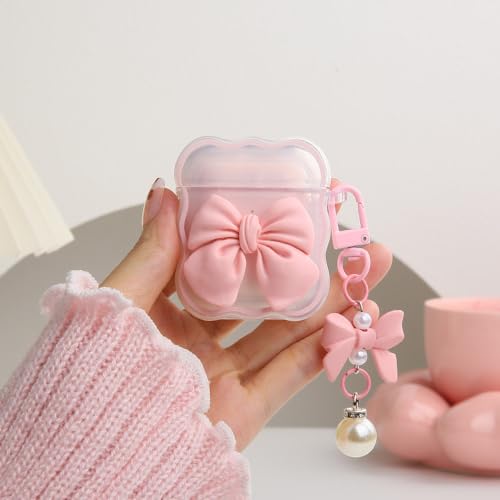 QLD COVER Schutzhülle für Apple AirPods der 2. 1. Generation, niedliches 3D-Fliegen-Design, stoßfest, weich, transparent, TPU, Kawaii, Airpods 1/2, mit Schlüsselanhänger, für Damen, Mädchen, Schleife QLD COVER Schutzhülle für Apple AirPods der 2. 1. Generation, niedliches 3D-Fliegen-Design, stoßfest, weich, transparent, TPU, Kawaii, Airpods 1/2, mit Schlüsselanhänger, für Damen, Mädchen, Schleife von QLD COVER