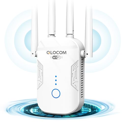 QLOCOM 1200Mbit/s WLAN-Extender Dualband WiFi Repeater 1-Tasten-Einrichtung von QLOCOM