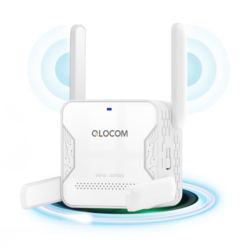 QLOCOM 2025 Neuestes AX1500 WLAN Verstärker WiFi 6 Repeater, DualBand 5.8GHz & 2.4GHz Internet Booster, WiFi Repeater kompatibel zu Allen WLAN Geräten, Ethernet Port QLOCOM 2025 Neuestes AX1500 WLAN Verstärker WiFi 6 Repeater, DualBand 5.8GHz & 2.4GHz Internet Booster, WiFi Repeater kompatibel zu Allen WLAN Geräten, Ethernet Port von QLOCOM