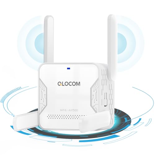 QLOCOM 2025 Neuestes WiFi 6 WLAN Verstärker Repeater AX1500Mbit/s, WiFi Repeater Dualband 5GHz/2.4GHz mit Ethernet Port, Internet Booster Kompatibel Allen WLAN Geräten QLOCOM 2025 Neuestes WiFi 6 WLAN Verstärker Repeater AX1500Mbit/s, WiFi Repeater Dualband 5GHz/2.4GHz mit Ethernet Port, Internet Booster Kompatibel Allen WLAN Geräten von QLOCOM