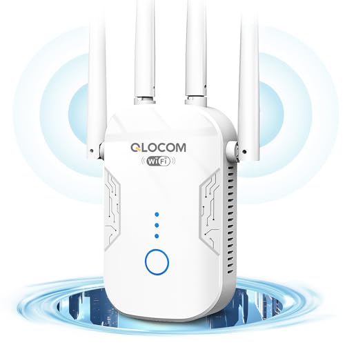 QLOCOM 2024 Neuestes WLAN Verstärker Repeater 1200Mbit/s, WLAN Repeater Dualband 5GHz & 2.4GHz WiFi Booster, WPS, WiFi Verstärker Kompatibel Allen WLAN Geräten von QLOCOM