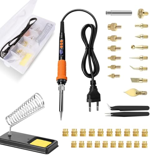3D Drucker Heat Set Werkzeugsatz,Gewindeeinsätz Lötspitzen Set mit 90W 180-480 °C Lötspitzen,130PCS Gewindeeinsätze,8PCS Lötspitzen für Gewindeeinsatz,9PCS Holzbrandmalerei Brennspitzen von QLOUNI