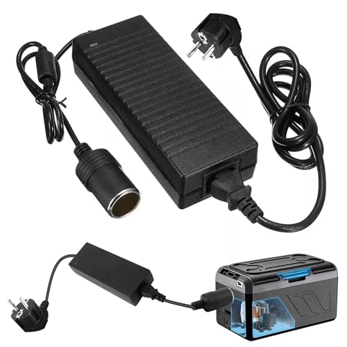 KFZ Netzadapter, 15A 180W Wechselrichter Adapter mit 1.5m Zigarettenanzünder Steckdose Spannungswandler AC auf DC 240V auf 12V, für Autokühlschränke, Reifenfüller, Auto-Handstaubsauger von QLOUNI
