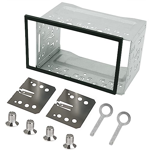 QLOUNI Eisen Plastik Einbaurahmen, 2 DIN Metall Rahmen, Einbauschacht Radioblende Einbausatz für Doppel 2 DIN Autoradio, Auto DVD Player, GPS Navigation von QLOUNI