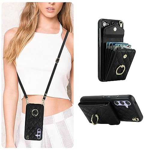 QLTYPRI Handyhülle für Samsung Galaxy S25 Hülle mit Band, Mikrofaser Leder Handykette Case mit Kartenfach Ringständer RFID Schutzhülle Lederhülle Tasche Etui für Samsung Galaxy S25 - Schwarz QLTYPRI Handyhülle für Samsung Galaxy S25 Hülle mit Band, Mikrofaser Leder Handykette Case mit Kartenfach Ringständer RFID Schutzhülle Lederhülle Tasche Etui für Samsung Galaxy S25 - Schwarz von QLTYPRI