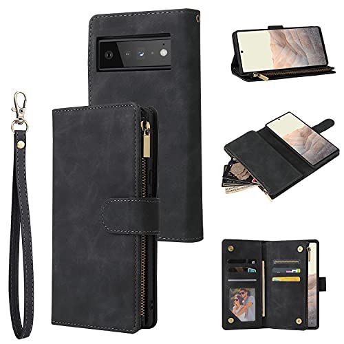 QLTYPRI Hülle für Google Pixel 6 Pro, Premium Leder Handyhülle mit Große Kapazität 6 Kartenfach & 1 Reißverschluss Tasche Ständer Schutzhülle für Google Pixel 6 Pro - Schwarz QLTYPRI Hülle für Google Pixel 6 Pro, Premium Leder Handyhülle mit Große Kapazität 6 Kartenfach & 1 Reißverschluss Tasche Ständer Schutzhülle für Google Pixel 6 Pro - Schwarz von QLTYPRI
