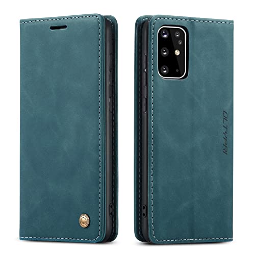 QLTYPRI Hülle für Samsung Galaxy S20 Plus, Vintage Dünne Handyhülle mit Kartenfach Geld Slot Ständer PU Ledertasche TPU Bumper Flip Schutzhülle Kompatibel mit Samsung Galaxy S20 Plus - Blau von QLTYPRI