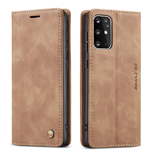 QLTYPRI Hülle für Samsung Galaxy S20 Plus, Vintage Dünne Handyhülle mit Kartenfach Geld Slot Ständer PU Ledertasche TPU Bumper Flip Schutzhülle Kompatibel mit Samsung Galaxy S20 Plus - Braun von QLTYPRI