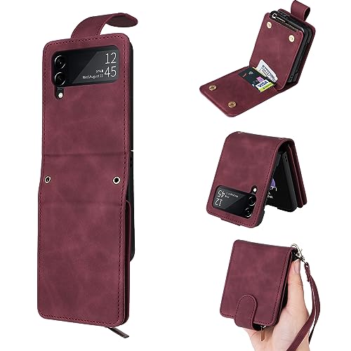 QLTYPRI Hülle für Samsung Galaxy Z Flip 4, Premium Leder Handyhülle mit Große Kapazität 6 Kartenfach & 1 Reißverschluss Tasche Ständer Schutzhülle für Samsung Galaxy Z Flip 4 - Rot QLTYPRI Hülle für Samsung Galaxy Z Flip 4, Premium Leder Handyhülle mit Große Kapazität 6 Kartenfach & 1 Reißverschluss Tasche Ständer Schutzhülle für Samsung Galaxy Z Flip 4 - Rot von QLTYPRI