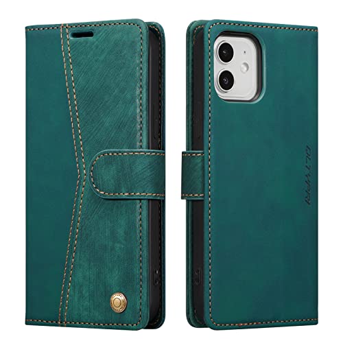 QLTYPRI Hülle für iPhone 11 Hülle, Handyhülle [Premium Leder] [Standfunktion] [Kartenfach] [Magnet] Flip Leder Brieftasche Case Etui für iPhone 11 - Retro Grün von QLTYPRI