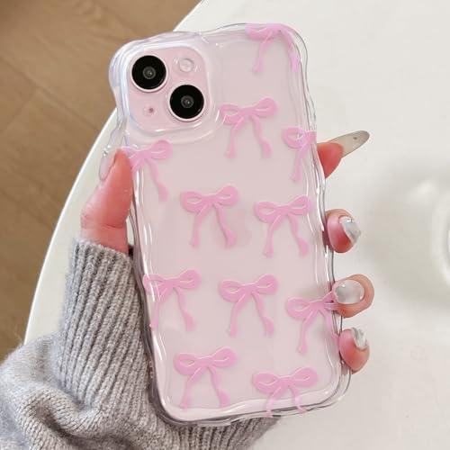QLTYPRI Hülle für iPhone 14 Plus/15 Plus mit Schleife, Süßer Transparent Handyhülle Niedliche Curly Case Band Fliege für Frauen Mädchen Silikon TPU Bumper Schutzhülle - Rosa QLTYPRI Hülle für iPhone 14 Plus/15 Plus mit Schleife, Süßer Transparent Handyhülle Niedliche Curly Case Band Fliege für Frauen Mädchen Silikon TPU Bumper Schutzhülle - Rosa von QLTYPRI