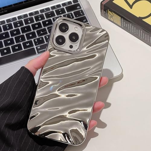 QLTYPRI Niedliche Hülle für iPhone 12/iPhone 12 Pro, 3D Wellenform Silikon Handyhülle für Frauen Mädchen Weiche Silikon Bumper Schutzhülle Stoßfest Case für iPhone 12/12 Pro - Silber von QLTYPRI