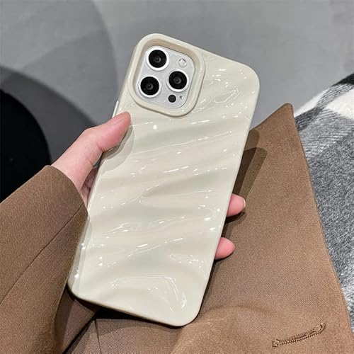 QLTYPRI Niedliche Hülle für iPhone 15, 3D Wellenform Silikon Handyhülle für Frauen Mädchen Weiche Silikon Bumper Schutzhülle Stoßfest Case für iPhone 15 - Beige von QLTYPRI