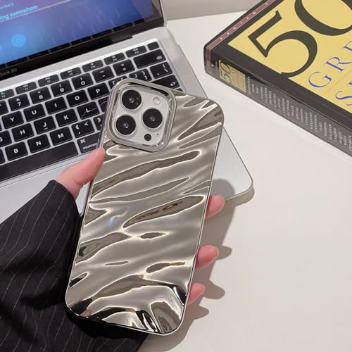 QLTYPRI Niedliche Hülle für iPhone 15 Pro Max, 3D Wellenform Silikon Handyhülle für Frauen Mädchen Weiche Silikon Bumper Schutzhülle Stoßfest Case für iPhone 15 Pro Max - Sliver von QLTYPRI