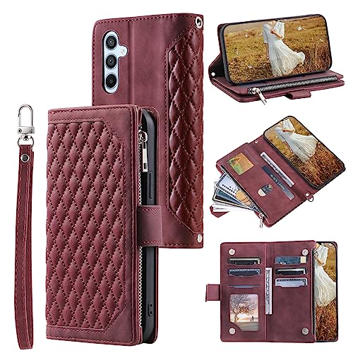 QLTYPRI Schutzhülle für Samsung Galaxy A15 4G/5G, luxuriös, gestepptes PU-Leder, Brieftaschen-Schutzhülle mit Kartenfächern für Damen, magnetischer Reißverschluss, Handschlaufe, Ständer, stoßfest, QLTYPRI Schutzhülle für Samsung Galaxy A15 4G/5G, luxuriös, gestepptes PU-Leder, Brieftaschen-Schutzhülle mit Kartenfächern für Damen, magnetischer Reißverschluss, Handschlaufe, Ständer, stoßfest, von QLTYPRI