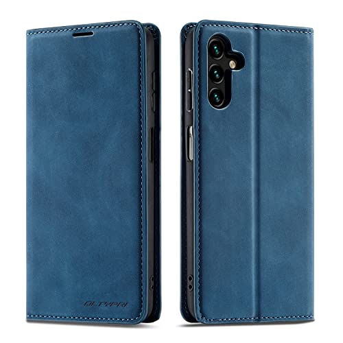 QLTYPRI Schutzhülle für Samsung Galaxy A25 5G, Premium-PU-Leder, TPU-Stoßdämpfer mit Kartenhalter, Ständer, versteckte magnetische Adsorption, stoßfest, Klapphülle für Samsung Galaxy A25, Blau von QLTYPRI