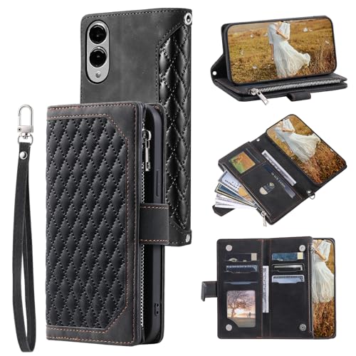 QLTYPRI Schutzhülle für Samsung Galaxy S25 Edge, luxuriös, gestepptes PU-Leder, Brieftaschen-Schutzhülle mit Kartenfächern, magnetischer Reißverschluss, Handschlaufe, Ständer, stoßfest, Schwarz QLTYPRI Schutzhülle für Samsung Galaxy S25 Edge, luxuriös, gestepptes PU-Leder, Brieftaschen-Schutzhülle mit Kartenfächern, magnetischer Reißverschluss, Handschlaufe, Ständer, stoßfest, Schwarz von QLTYPRI
