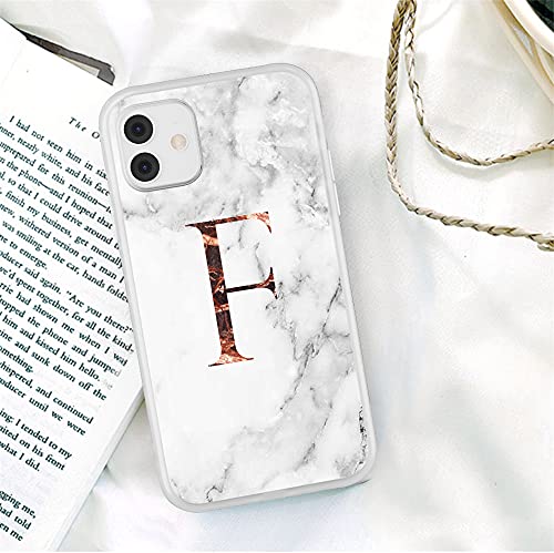 QLTYPRI Schutzhülle für iPhone 11, Marmor-Schutzhülle, dünn, weich, flexibel, TPU-Marmor A Z, Ihr eigener Buchstabe, glänzendes Gummi-Gel, weiße Schutzhülle für iPhone 11 (6,1 Zoll) – Buchstabe F von QLTYPRI