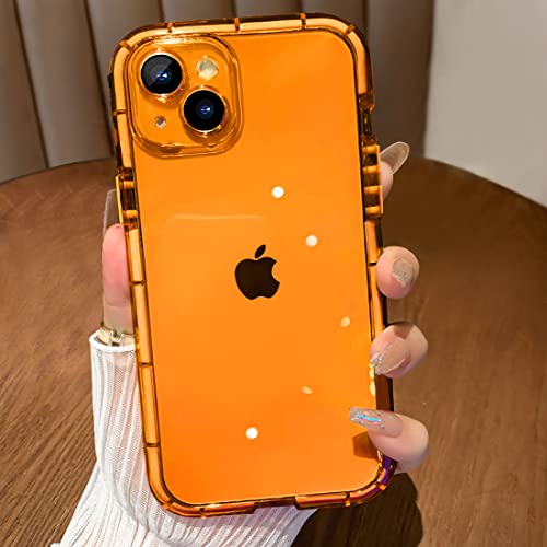 QLTYPRI Transparent Handyhülle Kompatibel mit iPhone 13, Leuchten im Dunkeln TPU Bumper Hülle Weiches Silikon Anti-Gelb Case Stoßfest Stoßfänger Schutzhülle für iPhone 13 (6,1 Zoll) - Orange von QLTYPRI