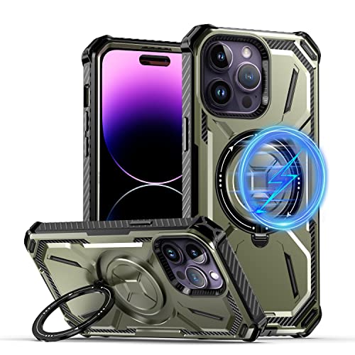QLTYPRI für iPhone 13 Pro Max Militär Stoßfest Hülle, iPhone 13 Pro Max Magnetisch Handyhülle Kompatibel mit MagSafe Ladegerät, Armor Heavy Duty Schutzhülle mit Ständer Case - Armee grün QLTYPRI für iPhone 13 Pro Max Militär Stoßfest Hülle, iPhone 13 Pro Max Magnetisch Handyhülle Kompatibel mit MagSafe Ladegerät, Armor Heavy Duty Schutzhülle mit Ständer Case - Armee grün von QLTYPRI