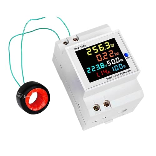 220V 380V Spannung 6IN1 Din-Schienen-Monitor Wechselstrom Leistungsfaktor Aktive KWH Elektrische Energie Frequenzmesser VOLT AMP D52-2066(40-300V External CT) von QLYUEUI