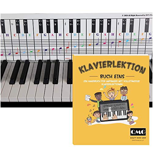 Klavier- und Klaviernoten-Tabellemit Farbnotiz Piano Lessons Book, Ideale visuelle Hilfe für Anfänger, die lernen, Klavier oder Keyboard zu spielen von QMG