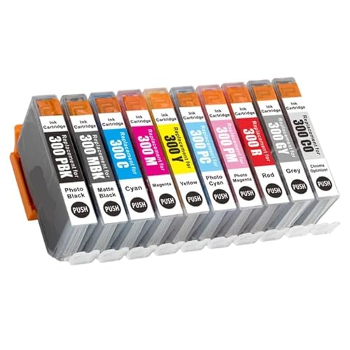 QMLQRGKF 10-Farben-Tintenpatronenset, kompatibel mit PFI300 PFI-300 PFI 300 Kompatibel mit Tintenstrahldrucker(1SET) von ErAKFd