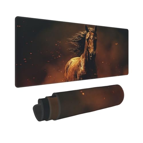 Großes Gaming-Mauspad mit rutschfester Gummiunterseite, Flammenpferd-Mauspad mit genähtem Rand, erweiterte Schreibtischunterlage für Laptop, 30,5 x 80 cm, Schreibtischunterlage für Büro und Zuhause Großes Gaming-Mauspad mit rutschfester Gummiunterseite, Flammenpferd-Mauspad mit genähtem Rand, erweiterte Schreibtischunterlage für Laptop, 30,5 x 80 cm, Schreibtischunterlage für Büro und Zuhause von QMNSEHF